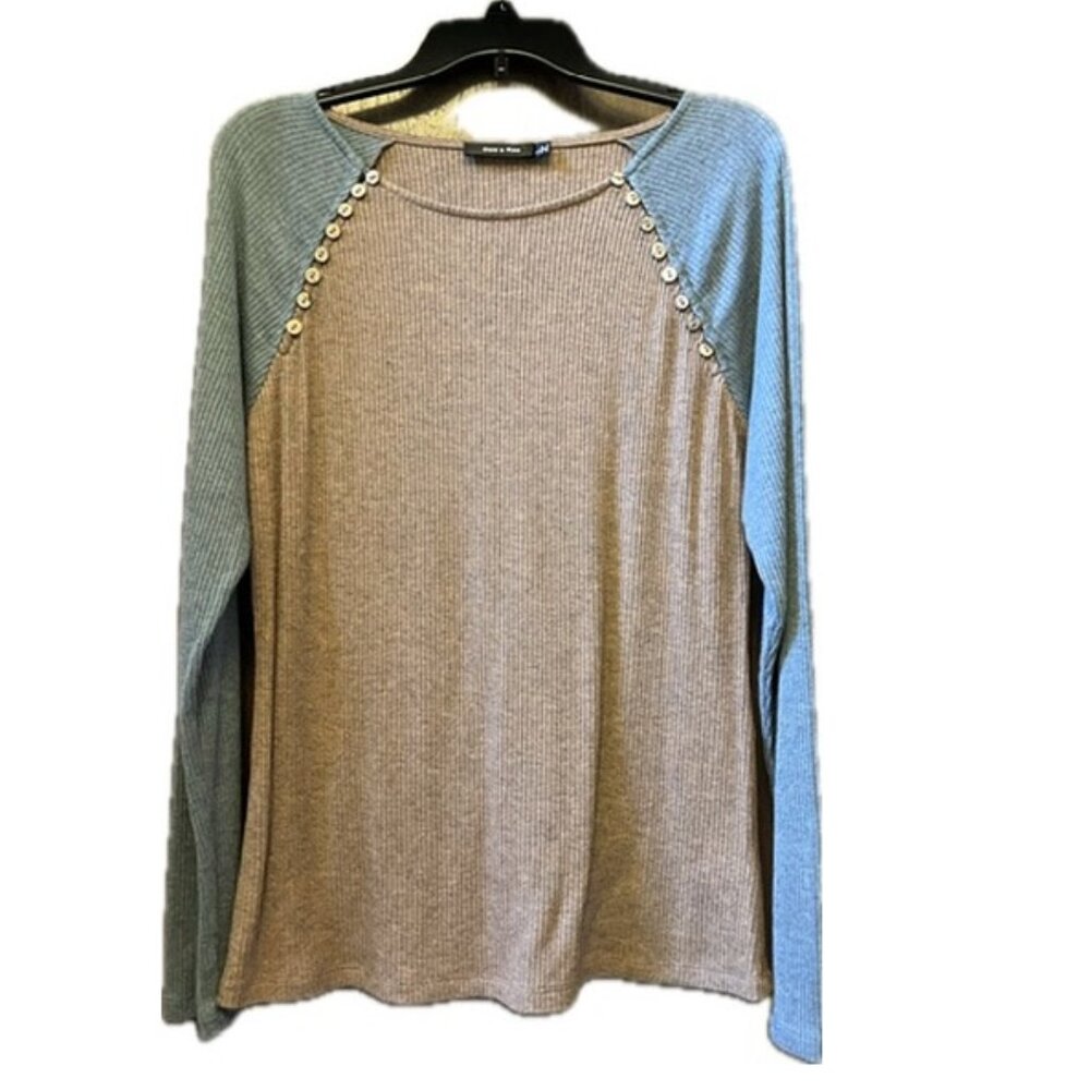 Doe & Rae knit brown and grey long sleeve top size L